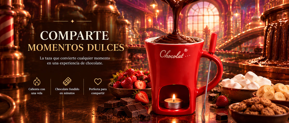 ChocoCoco con chocolate fundido, fresas y nubes